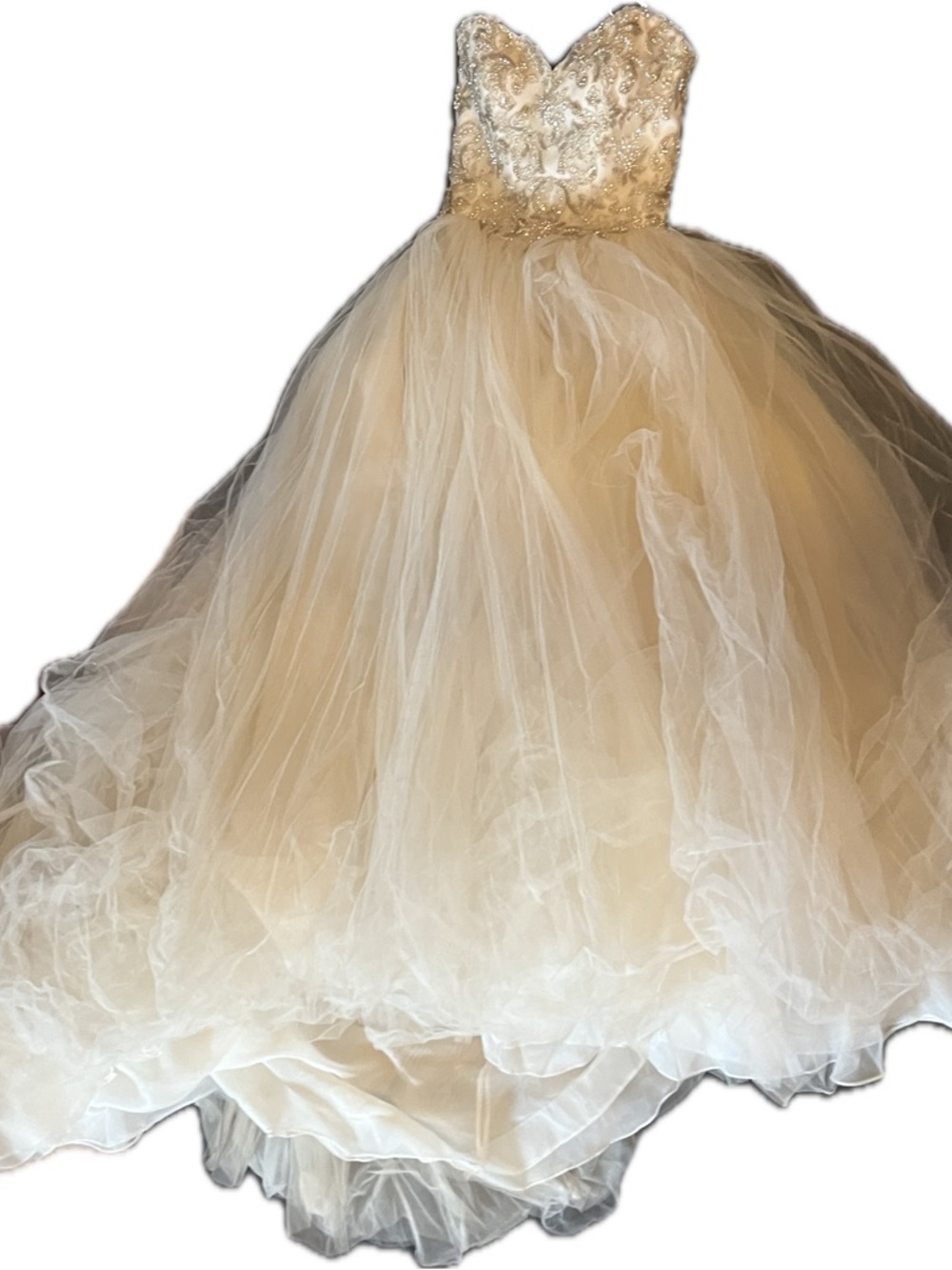 Sottero and Midgley Champagne Ivory Tulle Ball Gown